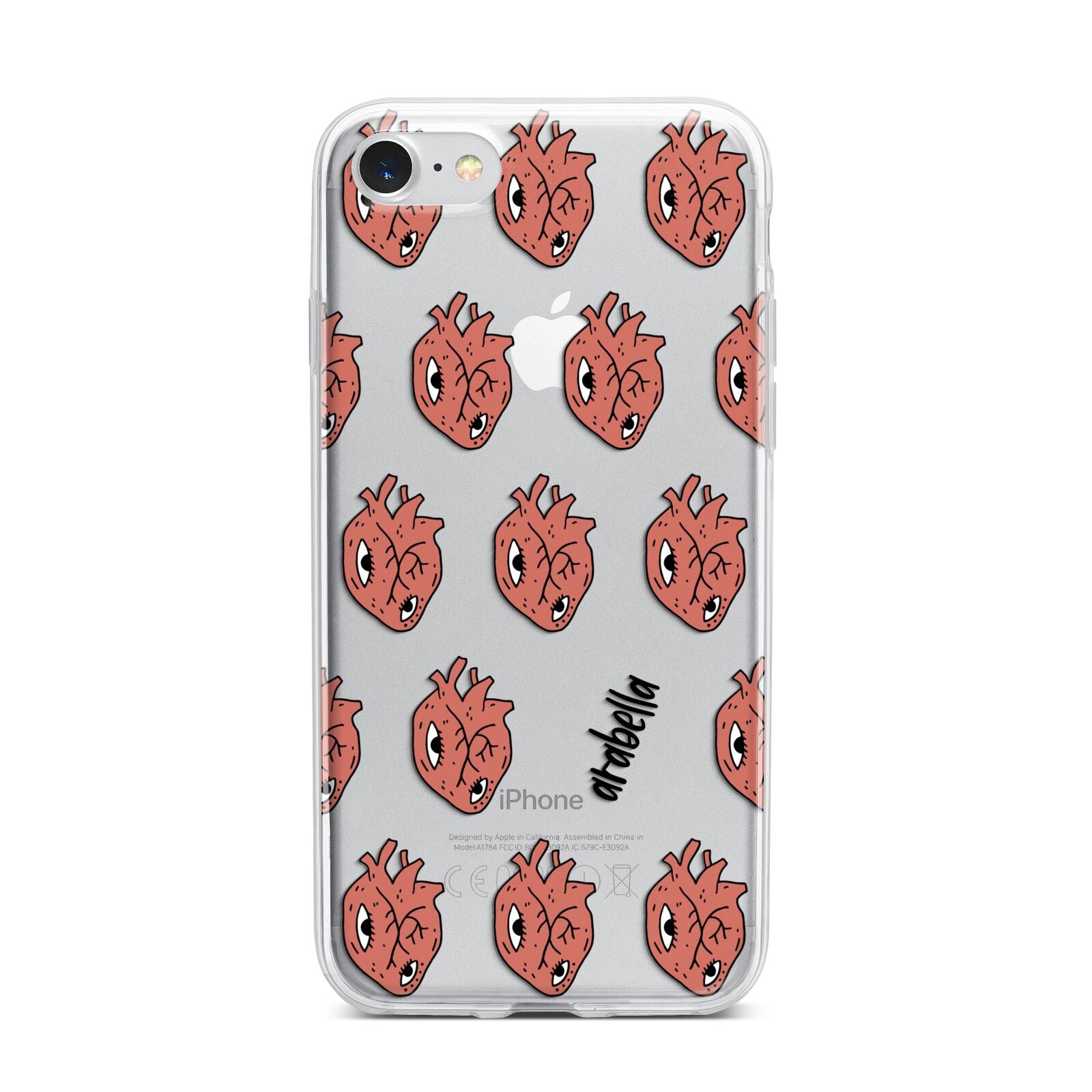 Heart Eyes Halloween Personalised iPhone 7 Bumper Case on Silver iPhone