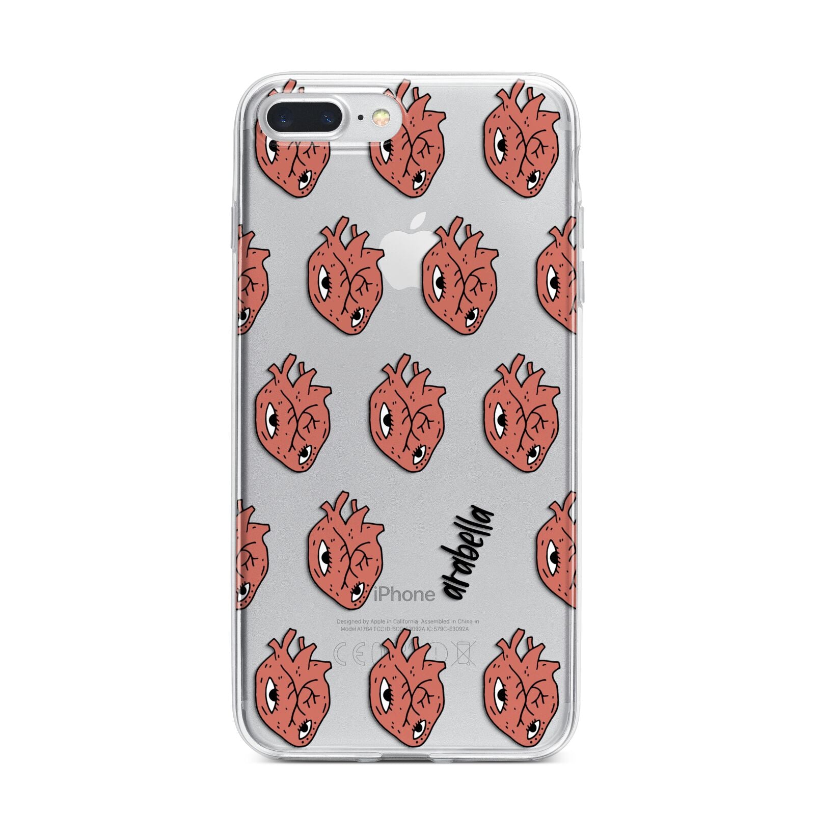 Heart Eyes Halloween Personalised iPhone 7 Plus Bumper Case on Silver iPhone