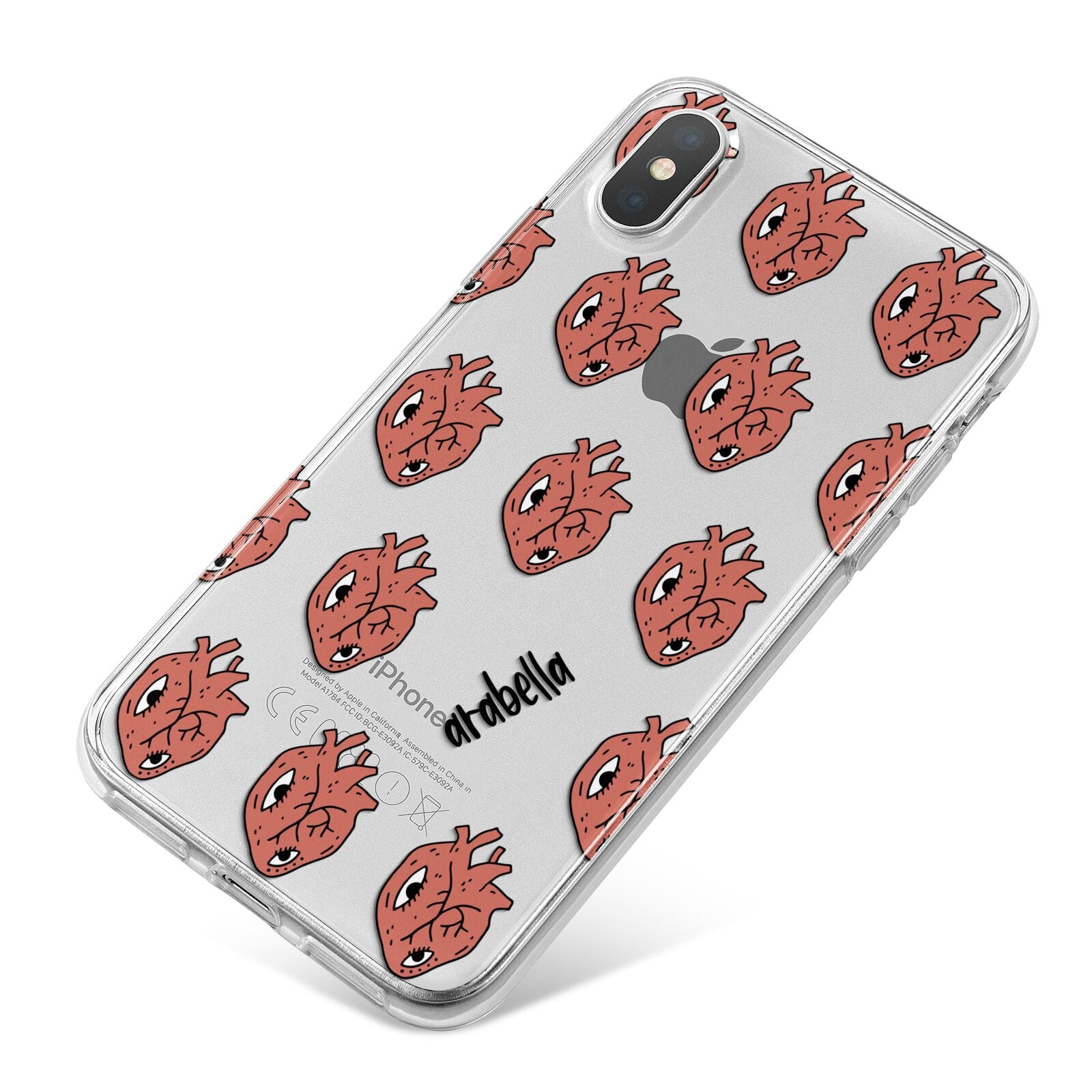Heart Eyes Halloween Personalised iPhone X Bumper Case on Silver iPhone