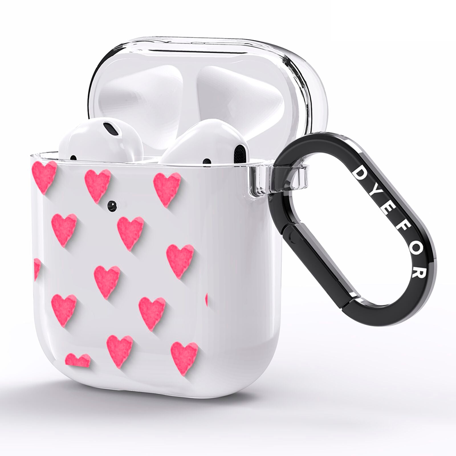 Heart Patterned AirPods Clear Case Side Image