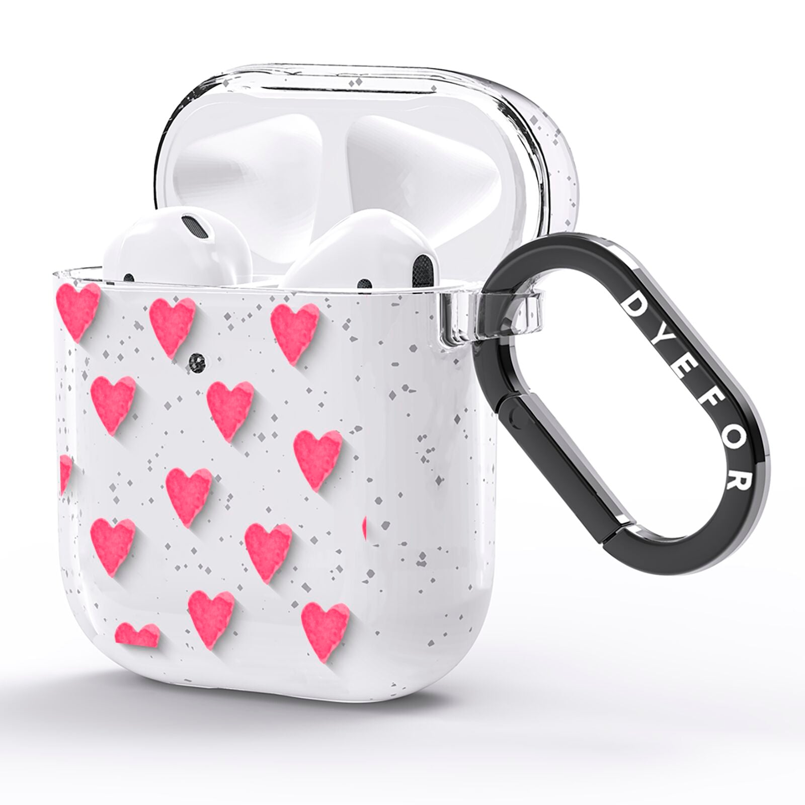 Heart Patterned AirPods Glitter Case Side Image