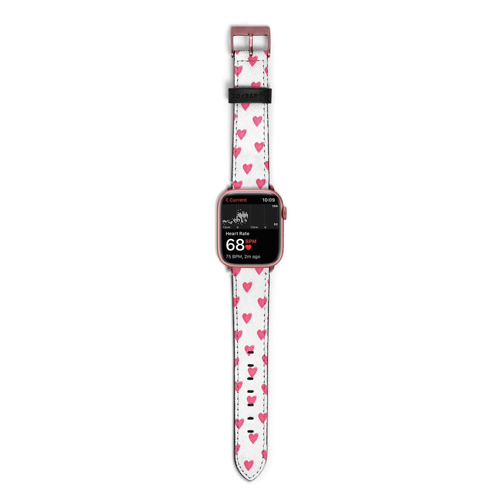 Heart Patterned Apple Watch Strap Size 38mm with Rose Gold Hardware