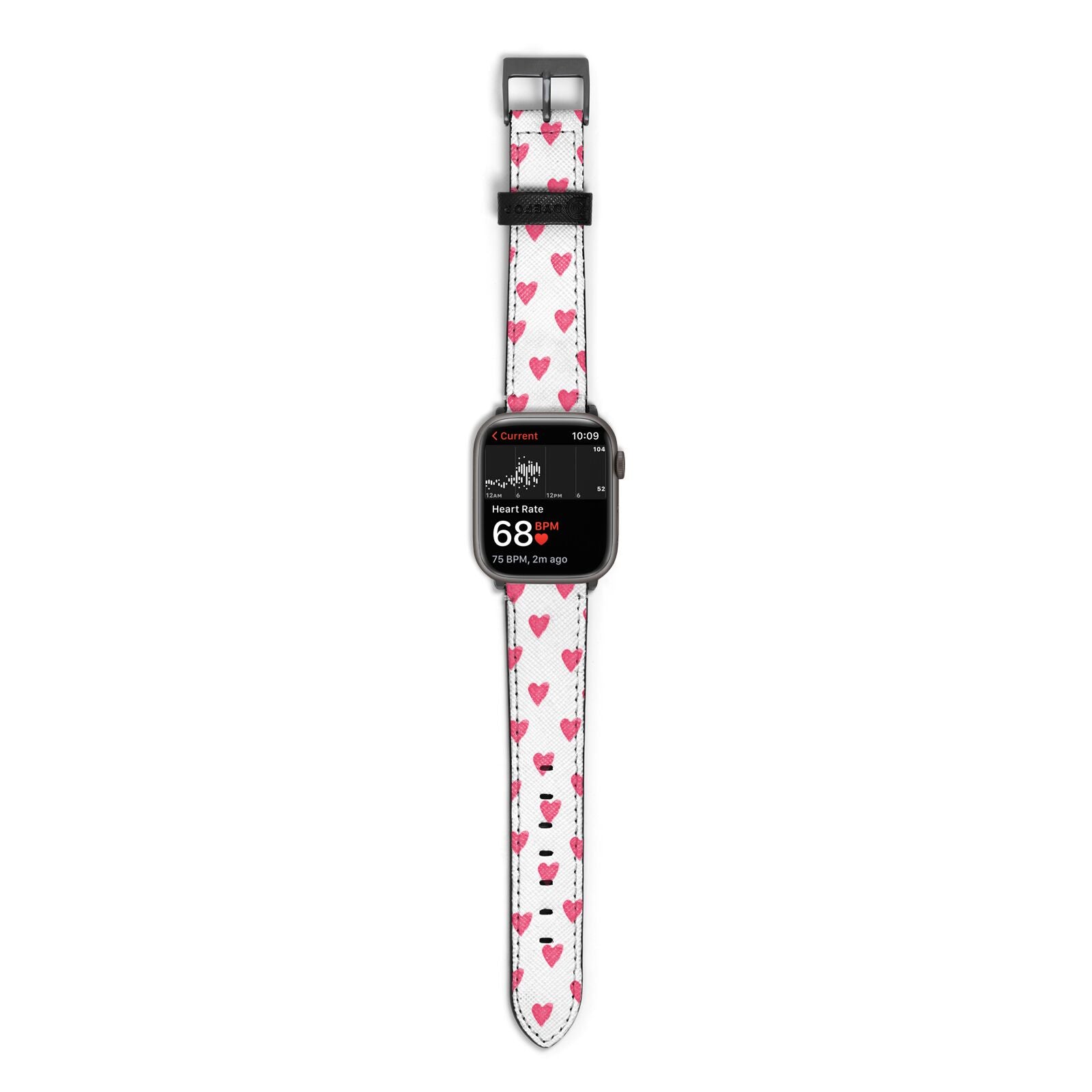 Heart Patterned Apple Watch Strap Size 38mm with Space Grey Hardware
