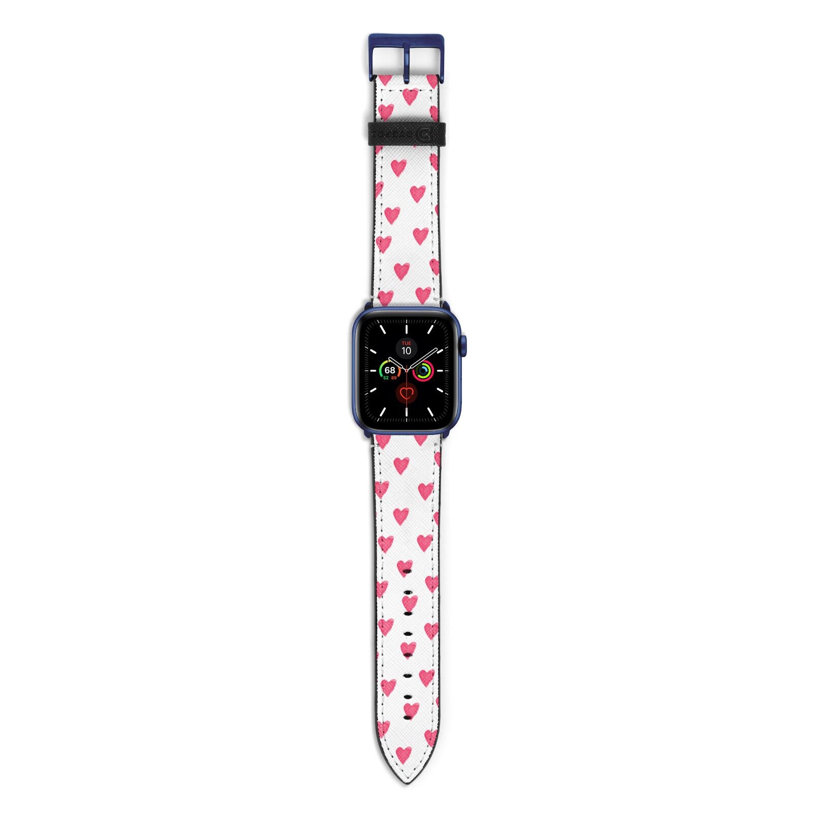 Heart Patterned Apple Watch Strap with Blue Hardware