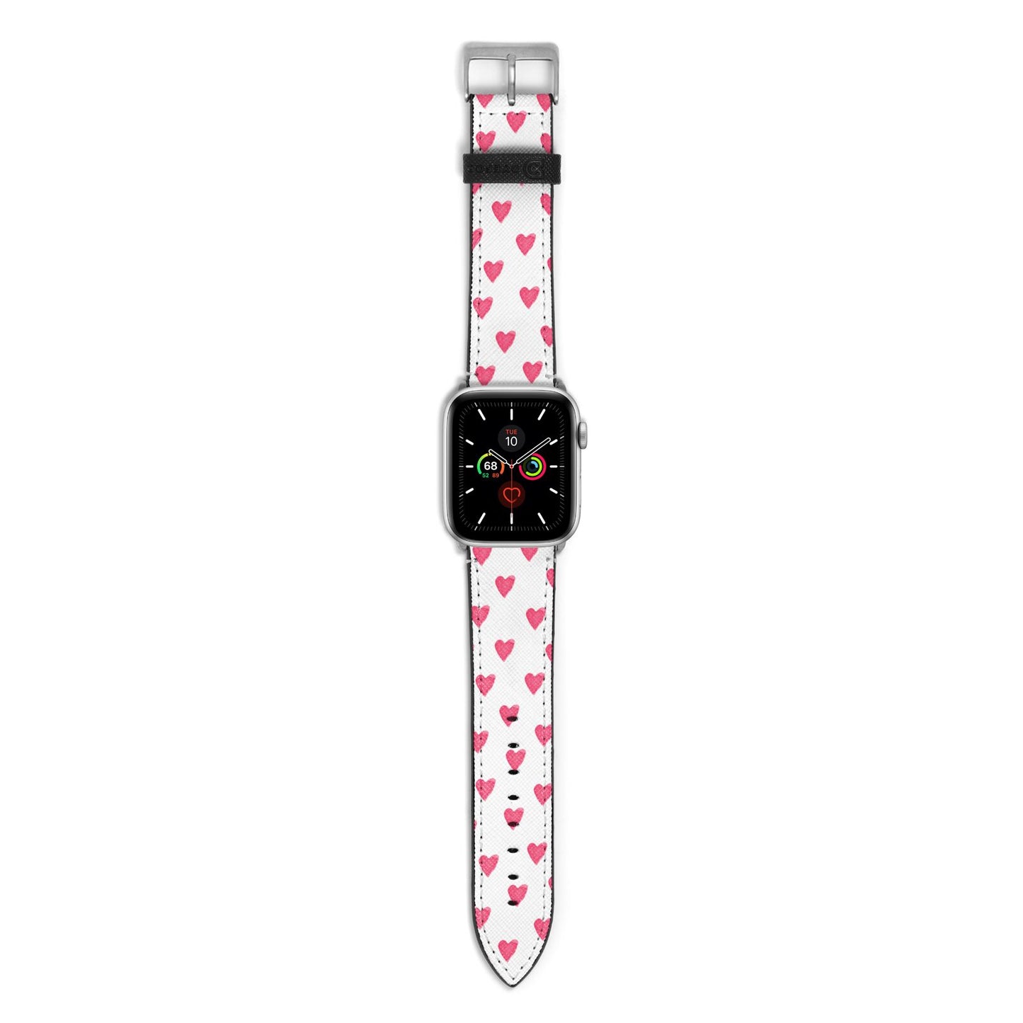 Heart Patterned Apple Watch Strap with Silver Hardware