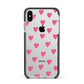 Heart Patterned Apple iPhone Xs Max Impact Case Black Edge on Silver Phone