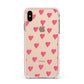 Heart Patterned Apple iPhone Xs Max Impact Case Pink Edge on Gold Phone