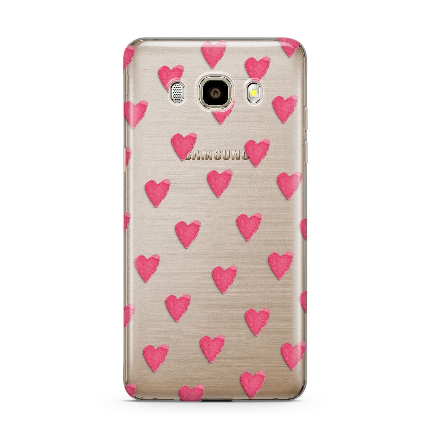 Heart Patterned Samsung Galaxy J7 2016 Case on gold phone