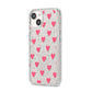 Heart Patterned iPhone 14 Glitter Tough Case Starlight Angled Image