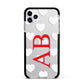 Heart Print Initials Apple iPhone 11 Pro Max in Silver with Black Impact Case