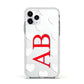 Heart Print Initials Apple iPhone 11 Pro in Silver with White Impact Case