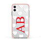 Heart Print Initials Apple iPhone 11 in White with Pink Impact Case