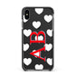 Heart Print Initials Apple iPhone Xs Max Impact Case Black Edge on Black Phone