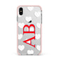 Heart Print Initials Apple iPhone Xs Max Impact Case Pink Edge on Silver Phone