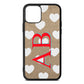 Heart Print Initials Gold Pebble Leather iPhone 11 Case