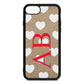 Heart Print Initials Gold Pebble Leather iPhone 8 Case