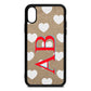 Heart Print Initials Gold Pebble Leather iPhone Xs Case