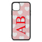 Heart Print Initials Pink Pebble Leather iPhone 11 Pro Max Case