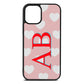 Heart Print Initials Pink Pebble Leather iPhone 12 Mini Case