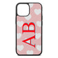Heart Print Initials Pink Pebble Leather iPhone 13 Mini Case
