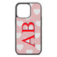 Heart Print Initials Pink Pebble Leather iPhone 13 Pro Case