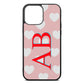Heart Print Initials Pink Pebble Leather iPhone 13 Pro Max Case