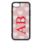 Heart Print Initials Pink Pebble Leather iPhone 8 Case