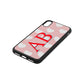 Heart Print Initials Pink Pebble Leather iPhone Xs Case Side Angle