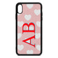 Heart Print Initials Pink Pebble Leather iPhone Xs Max Case