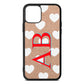 Heart Print Initials Rose Gold Pebble Leather iPhone 11 Case