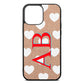Heart Print Initials Rose Gold Pebble Leather iPhone 13 Pro Max Case