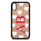 Heart Print Initials Rose Gold Pebble Leather iPhone Xr Case