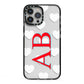 Heart Print Initials iPhone 13 Pro Max Black Impact Case on Silver phone