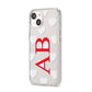 Heart Print Initials iPhone 14 Clear Tough Case Starlight Angled Image