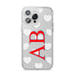 Heart Print Initials iPhone 14 Pro Max Clear Tough Case Silver
