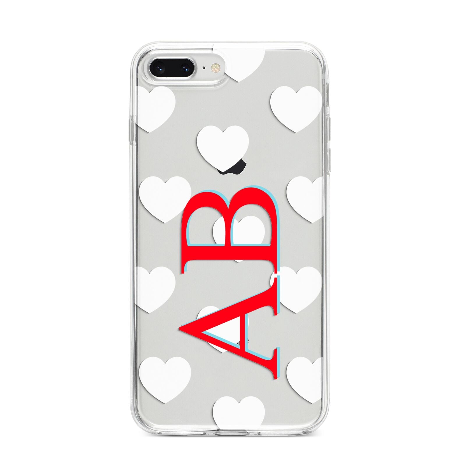 Heart Print Initials iPhone 8 Plus Bumper Case on Silver iPhone