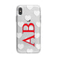 Heart Print Initials iPhone X Bumper Case on Silver iPhone Alternative Image 1