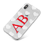 Heart Print Initials iPhone X Bumper Case on Silver iPhone