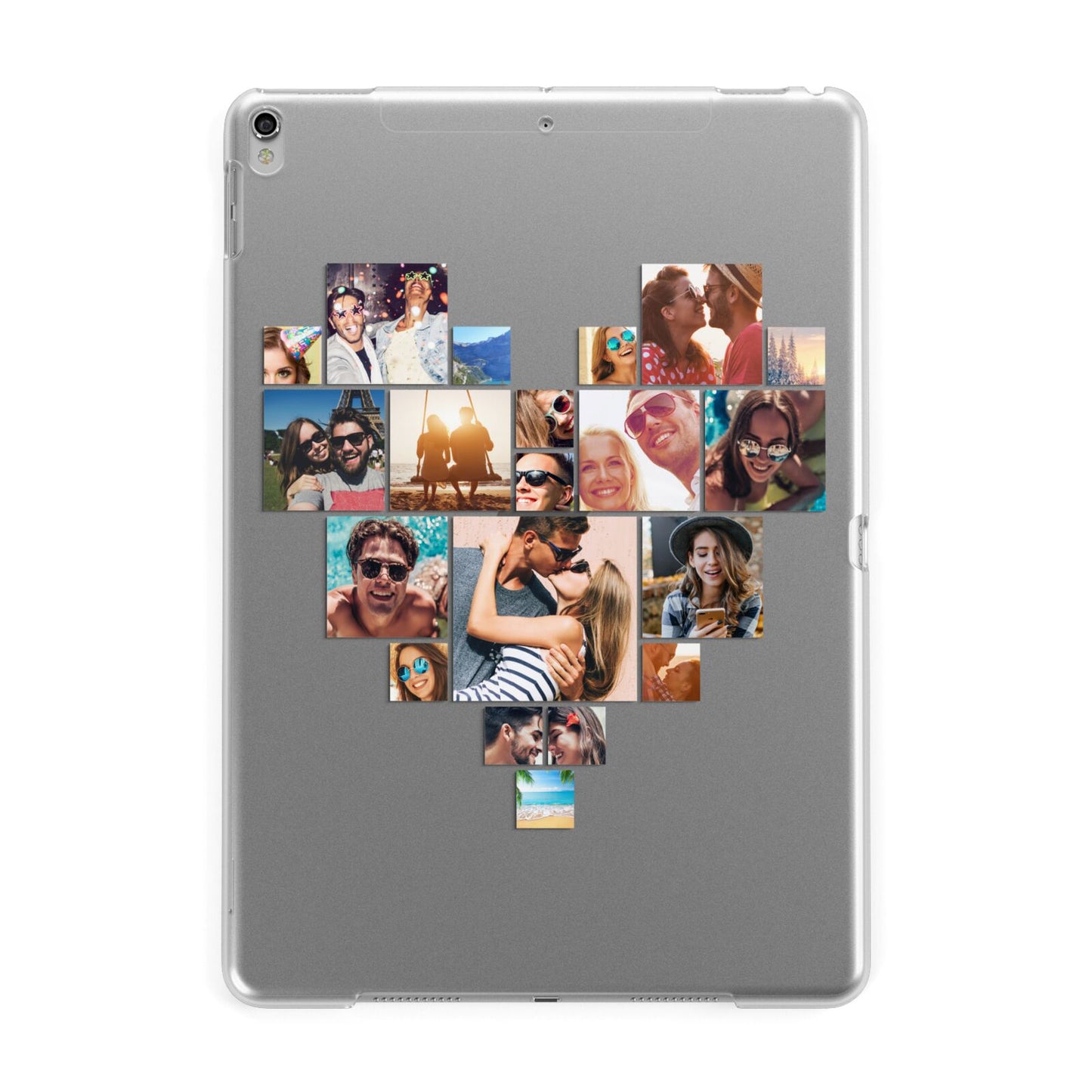 Heart Shaped Photo Montage Upload Apple iPad Silver Case