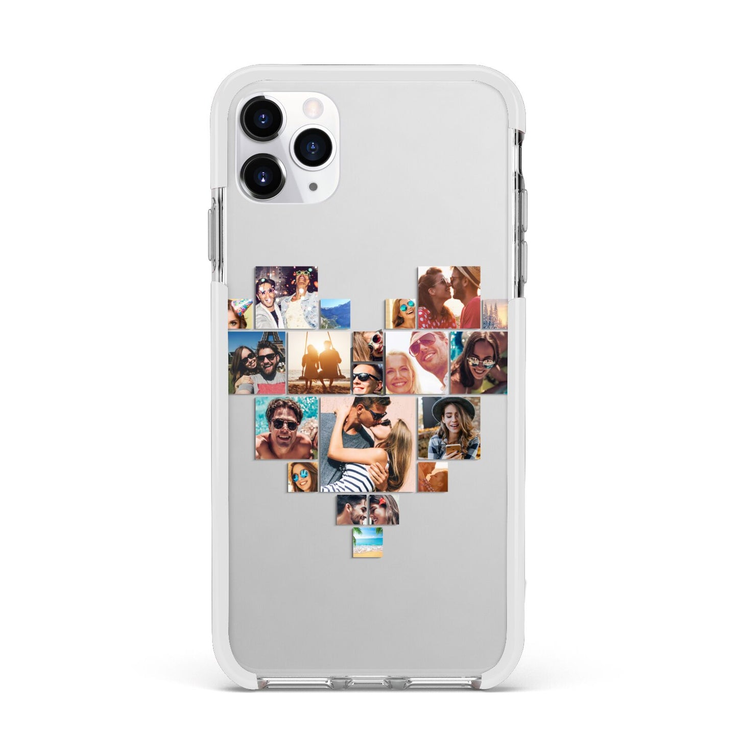 Heart Shaped Photo Montage Upload Apple iPhone 11 Pro Max in Silver with White Impact Case