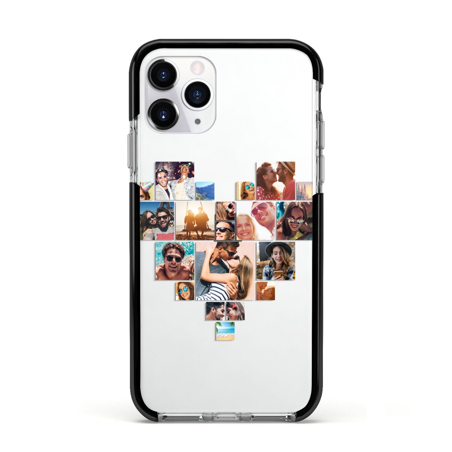 Heart Shaped Photo Montage Upload Apple iPhone 11 Pro in Silver with Black Impact Case