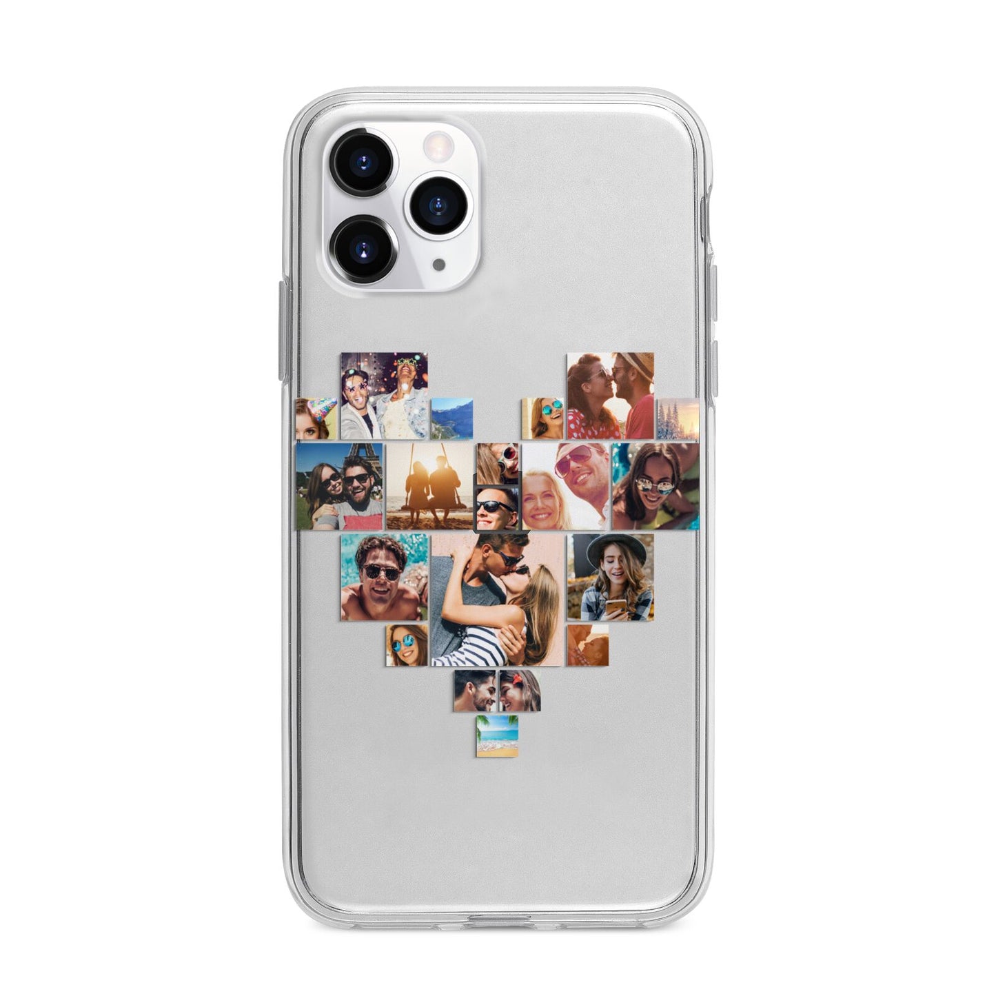 Heart Shaped Photo Montage Upload Apple iPhone 11 Pro in Silver with Bumper Case