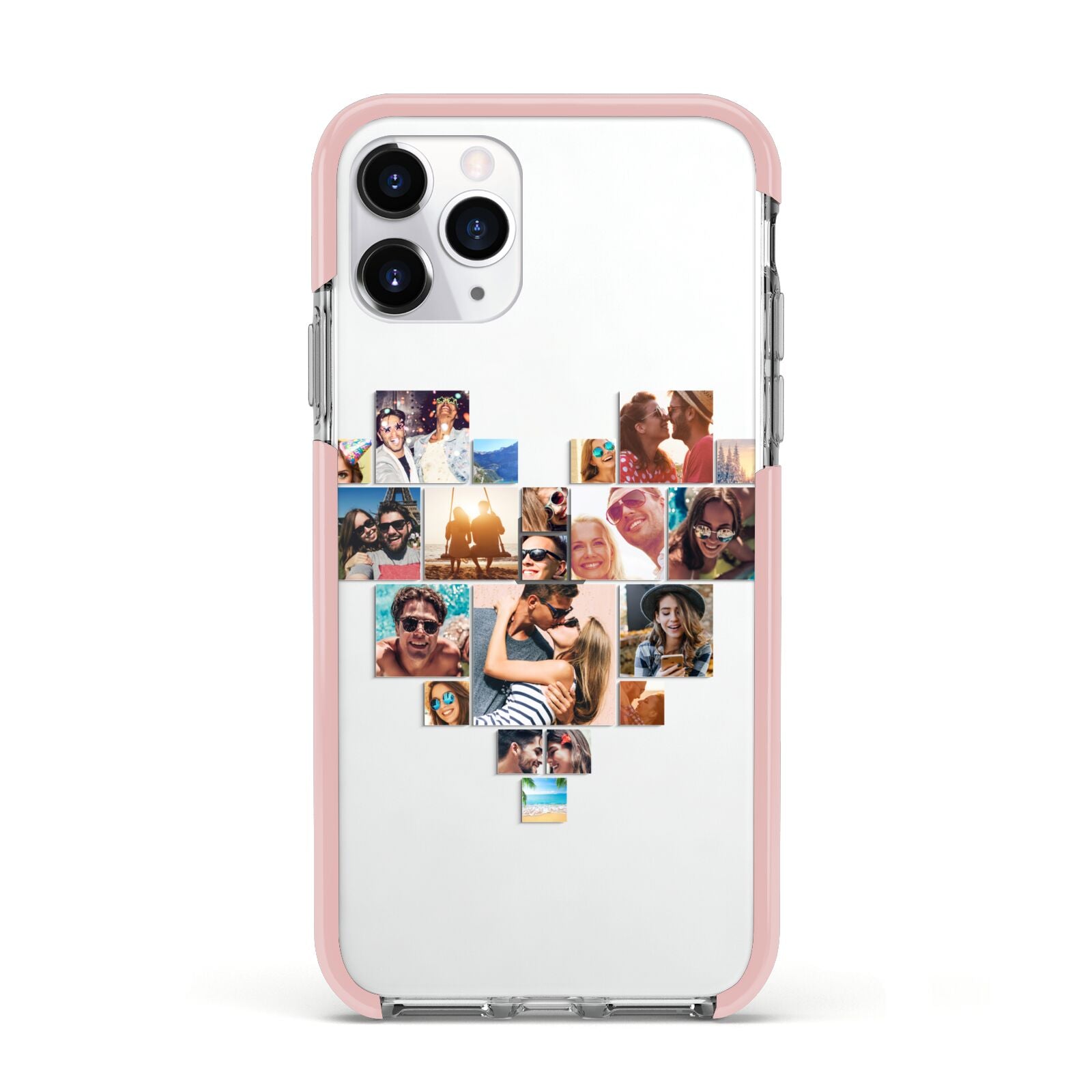 Heart Shaped Photo Montage Upload Apple iPhone 11 Pro in Silver with Pink Impact Case