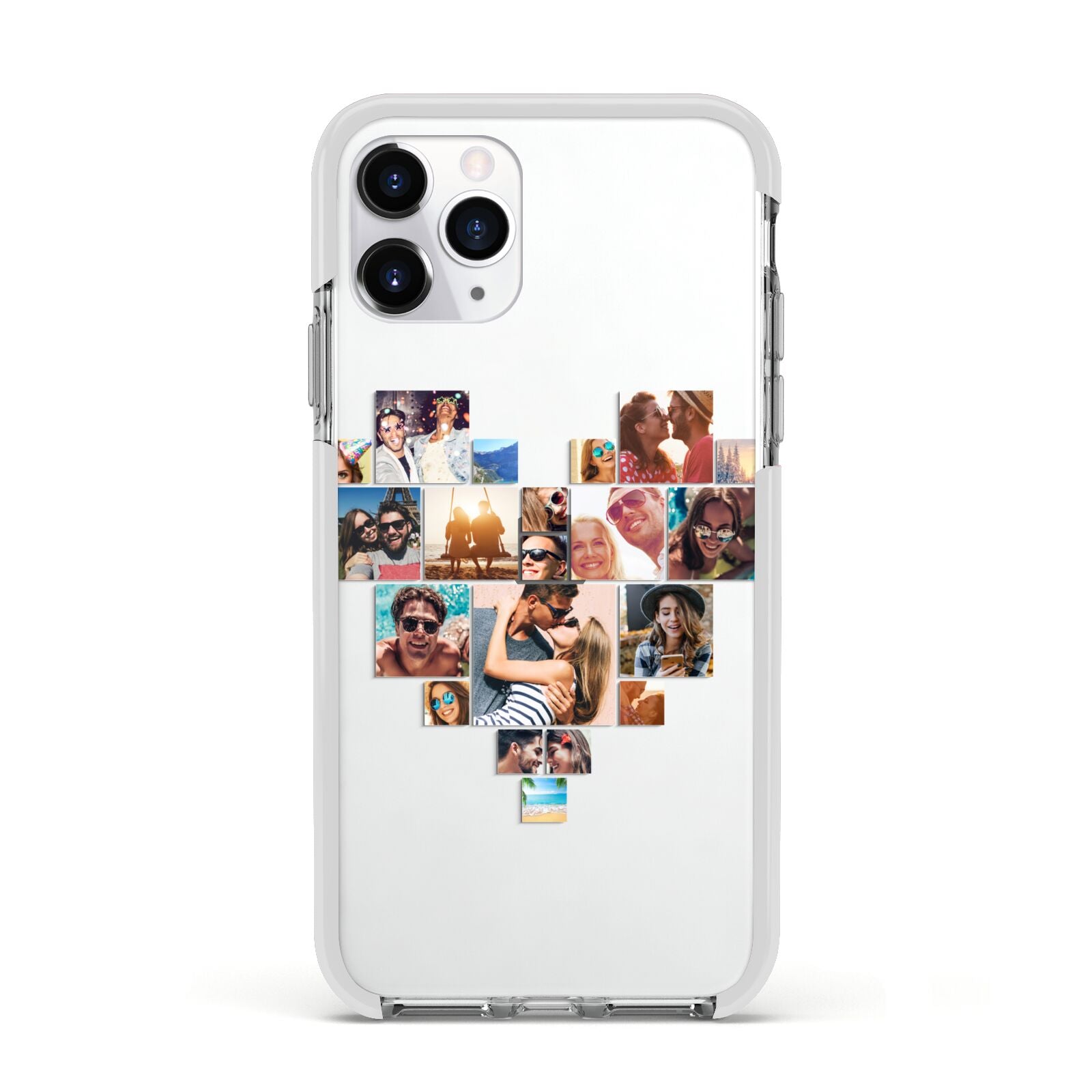 Heart Shaped Photo Montage Upload Apple iPhone 11 Pro in Silver with White Impact Case