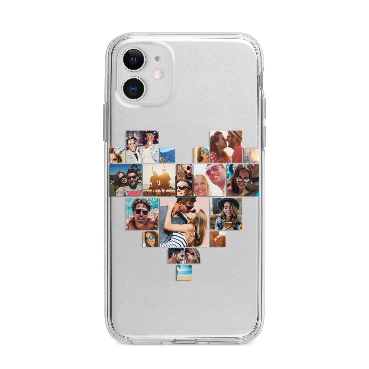 Heart Shaped Photo Montage Upload Apple iPhone 11 in White with Bumper Case
