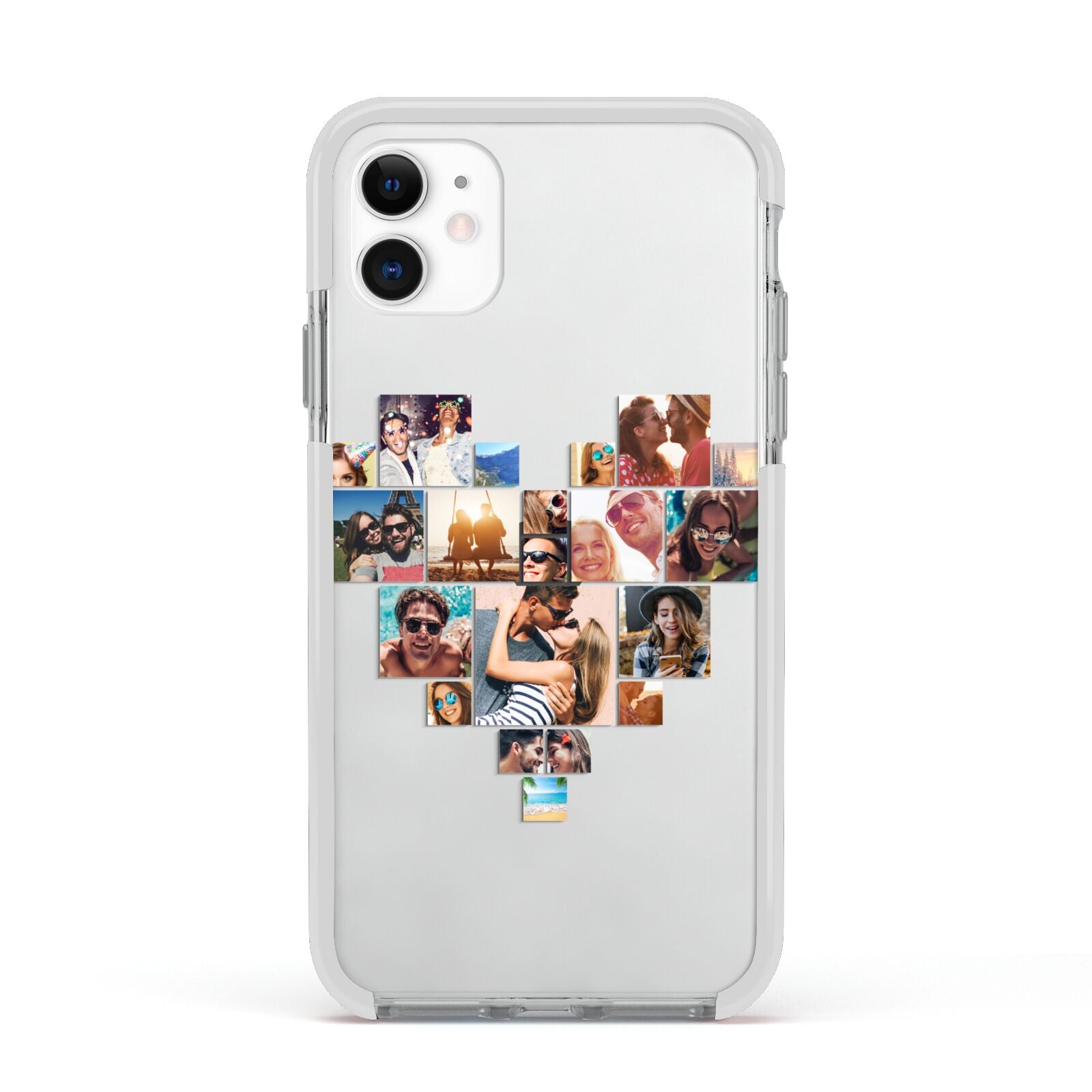 Heart Shaped Photo Montage Upload Apple iPhone 11 in White with White Impact Case