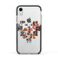 Heart Shaped Photo Montage Upload Apple iPhone XR Impact Case Black Edge on Silver Phone