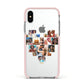 Heart Shaped Photo Montage Upload Apple iPhone Xs Impact Case Pink Edge on Silver Phone
