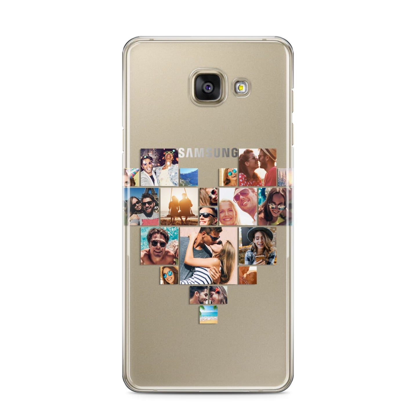 Heart Shaped Photo Montage Upload Samsung Galaxy A3 2016 Case on gold phone