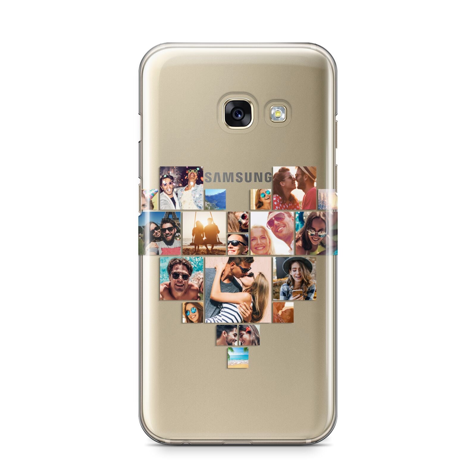 Heart Shaped Photo Montage Upload Samsung Galaxy A3 2017 Case on gold phone